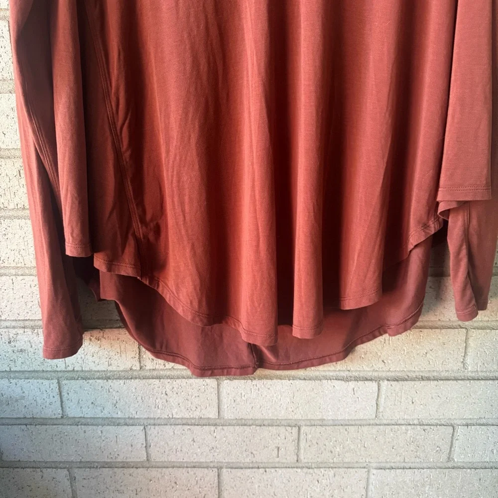 Lululemon Up for Down Time Long Sleeve Shirt | Silk Blend | Sz 6 Dark Terracota